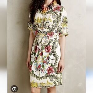 Anthropologie Collette Dinnigan Scenic Silk Print Dress